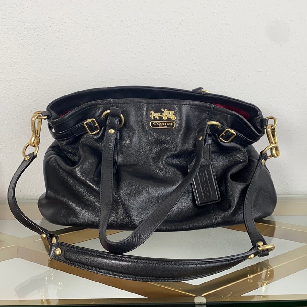 Coach Madison Sophia Black Leather Satchel